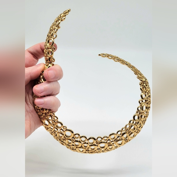 Vintage Givenchy RARE Geometric Circle Bubble Choker Hinged Statement Collar - Picture 9 of 12